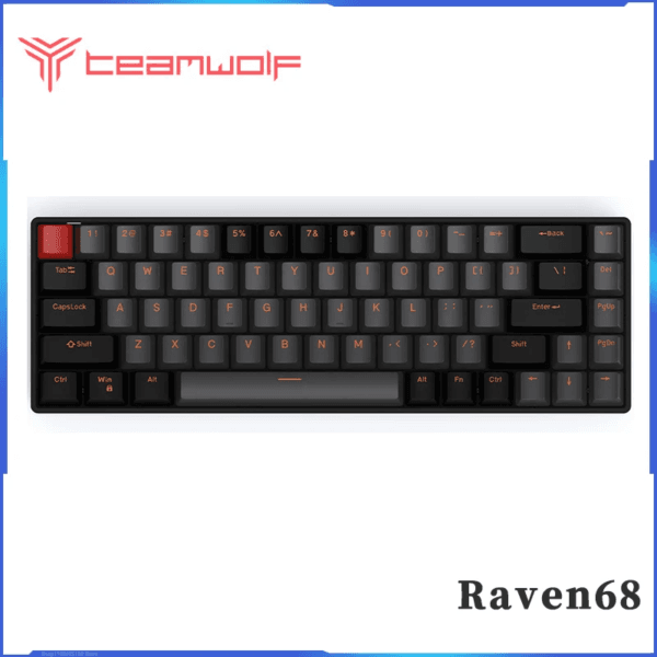 Teamwolf-Raven68 Teclado Mecânico Interruptor Magnético com Fio, 8K Quick Trigger, RGB Backlit, E-Sports, Jogo para PC, Teclado Personalizado